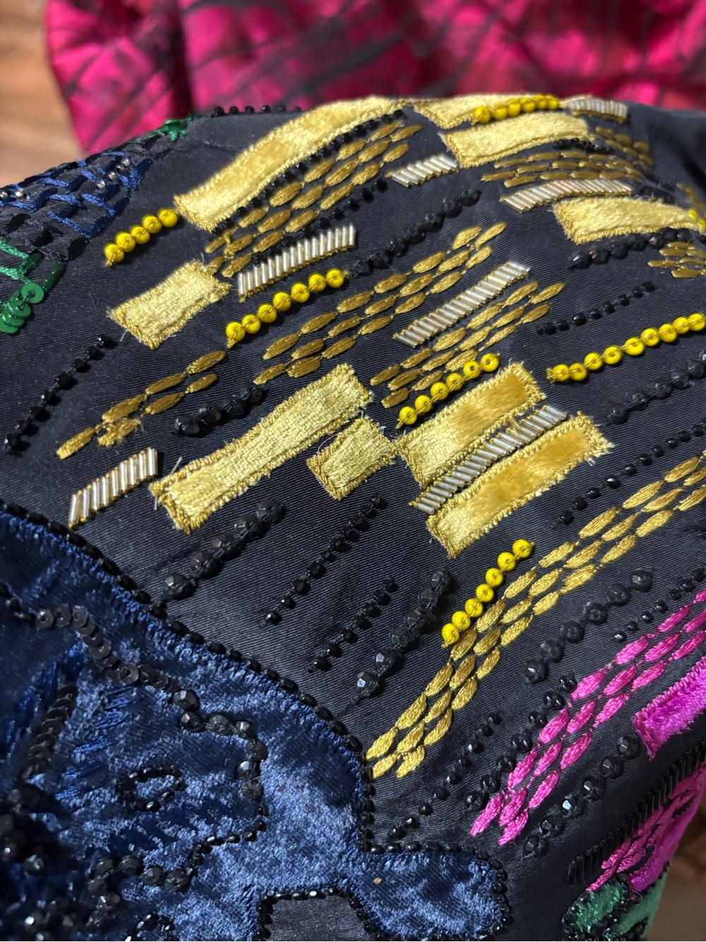 Oscar de la Renta Black Midi Dress with Multicolor Sequin Embroidery - Picture 14 of 14